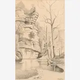Thomas Hart Benton, Buffalo River, 1968, Graphite on paper