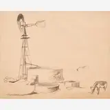Thomas Hart Benton, Windmill, Watering Trough, and Cow