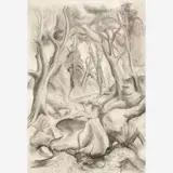 Woodland Stream by Thomas Hart Benton, 1969, Graphite on paper, sold Dec 2023