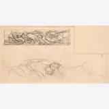 Compositional Study for the Mural of Achelous and Hercules by Thomas Hart Benton, 1947, Graphite on paper, sold Dec 2023
