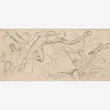 Thomas Hart Benton, Figure with Power Lines and Cross, Study for Kansas City Power and Light Commission