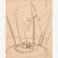 Circus Scene by Thomas Hart Benton, 1930, Graphite on paper, sold Dec 2023