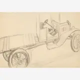 Thomas Hart Benton, Drawing of a Flatbed Pickup