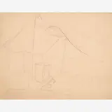 Tent Interior Sketch, Missouri Flood by Thomas Hart Benton, 1937, Graphite on paper, sold Dec 2023