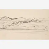 Thomas Hart Benton, Study of Hills with Minute Figures on Horses from the Nature Sketchbook