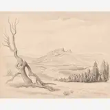 View of Distant Buttes from the Nature Sketchbook by Thomas Hart Benton, Graphite on paper, sold Dec 2023