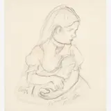 Thomas Hart Benton, Portrait of a Young Girl with Cat