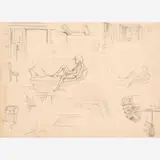 Studies for 'Interior,' by Thomas Hart Benton, 1948, Graphite on paper, sold Dec 2023
