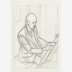 Thomas Hart Benton, Man Playing Piano, 1948, Graphite on paper