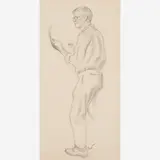 Figure Study for "The Twist," 1960- by Thomas Hart Benton, 1964, Graphite on paper, sold Dec 2023