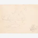 Thomas Hart Benton, Study for "Fisherman's Camp, Buffalo River,", 1968, Graphite on paper