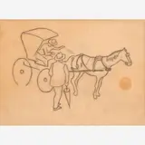 Thomas Hart Benton, Man Talking to Carriage Driver, Graphite