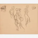 Thomas Hart Benton, Four Studies of Figures, circa 1935-36