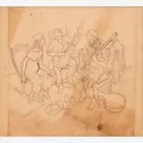 Thomas Hart Benton, Scene with Musicians, Graphite