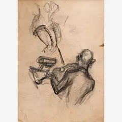 Violinist and Burlesque Dancer, circa 1929-30 by Thomas Hart Benton, Ink and graphite on paper, sold Dec 2023