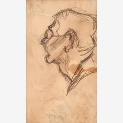 Study for a Man’s Head, circa 1930s by Thomas Hart Benton, Graphite on paper, sold Dec 2023