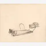 Thomas Hart Benton, Wooden Sled Study and Machinery Sketch from the Nature Sketchbook, Graphite on paper