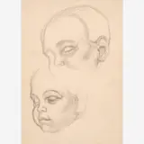 Thomas Hart Benton, Sketches of Anthony Benton Gude, 1964, Graphite on paper