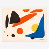 Alexander Calder, Composition: Blue Boomerang with Red, Black, and Yellow Shapes, 1962, Color lithograph
