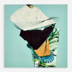 John Larry Thomas, Promises [What a Heap Series], Oil and collage on board