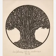 Jacques Hnizdovsky, Old Tree, 1967, Woodcut on paper