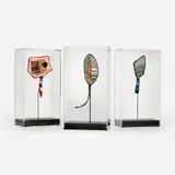 Tanya Hartman, Prayer Paddles, 2013 Three mixed fiber assemblages finished in, oils