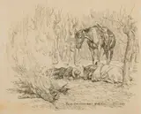 William R. James, Brad Drug a Few More Heavy Limbs Across the Fire, Pen & Ink