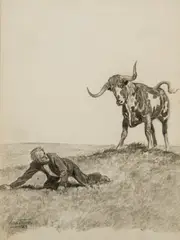 William R. James, A Big Steer, More Wicked Looking Than Any Bull He'd Ever Seen, Graphite