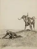 William R. James, A Big Steer, More Wicked Looking Than Any Bull He'd Ever Seen, Graphite