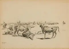William R. James, The First Few of a Cut..., Pen & Ink