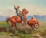 Olaf Wieghorst, The Cowboy, Oil on canvas