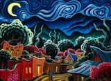Kim Douglas Wiggins, One Night on Canyon Road, Oil on board