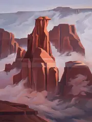 Ed Mell, Canyon Fog, Oil on canvas