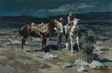James Reynolds, Moonlight Meeting, Oil on board