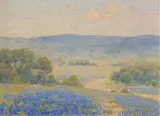 Porfirio Salinas, Bluebonnets, Oil on board
