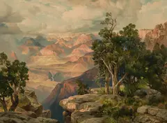 Thomas Moran, The Grand Canyon of Arizona from Hermit Rim Road, Color Chromolithograph