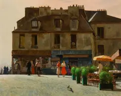 Donald Teague, Mont Martre, Oil on board