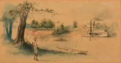 Oscar E. Berninghaus, Sternwheeler, Watercolor