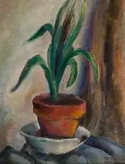 Henry McFee, Potted Plant, Oil on canvas mounted to board