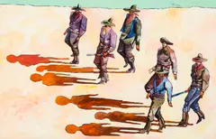 Thom Ross, Crossing Allen Street, acrylic on paper