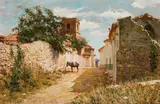 Clark Hulings, A Village in Central Spain, Oil on canvas