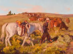 Grant Redden, Following the Herd, Oil on board