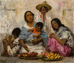 Francis Luis Mora, Mexican Family, Oil on canvas