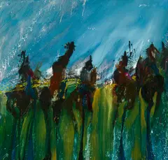 Earl Biss, Native American Indians, Oil on canvas