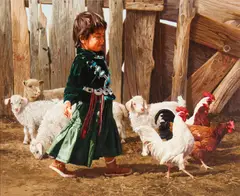 Ray Swanson, No Chickens Allowed in a Goat Corral, Oil on board