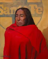 Roseta Santiago, Santa Fe Visitor II, Oil on board