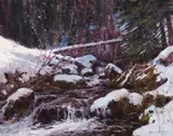 Jim Norton, Snow at Santaquin Creek, Oil on board