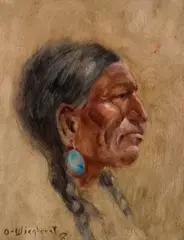 Olaf Wieghorst, Crow Indian, Oil on board