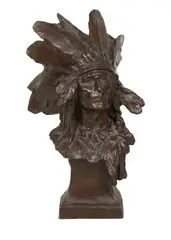 Charles Humphriss, Indian with Bonnet, Bronze