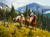 Jim Norton, Packing in the Rockies, Oil on canvas